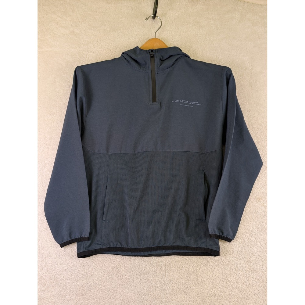 Zara Boys Quarter Zip Hooded Pullover Blue Gray Size 10 Activewear Hoodie